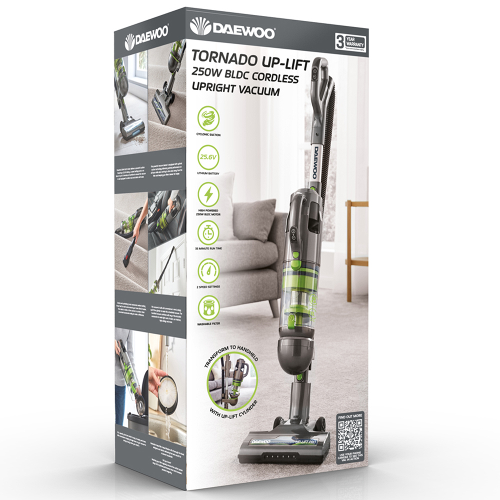 Daewoo Tornado Up Lift Pro Cordless Upright Vacuum Cleaner 250W Image 3