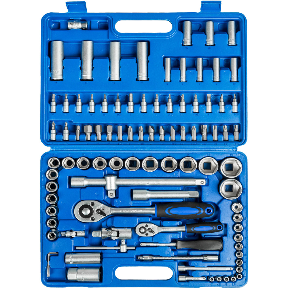 tectake 94 Piece Ratchet and Socket Set in Plastic Case Image 2