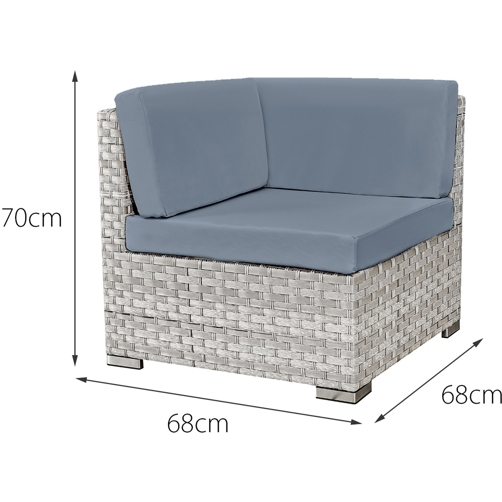 Oseasons Trinidad 8 Seater Dove Grey and Grey Cushion Deluxe Rattan Firepit Modular Sofa Set Image 8