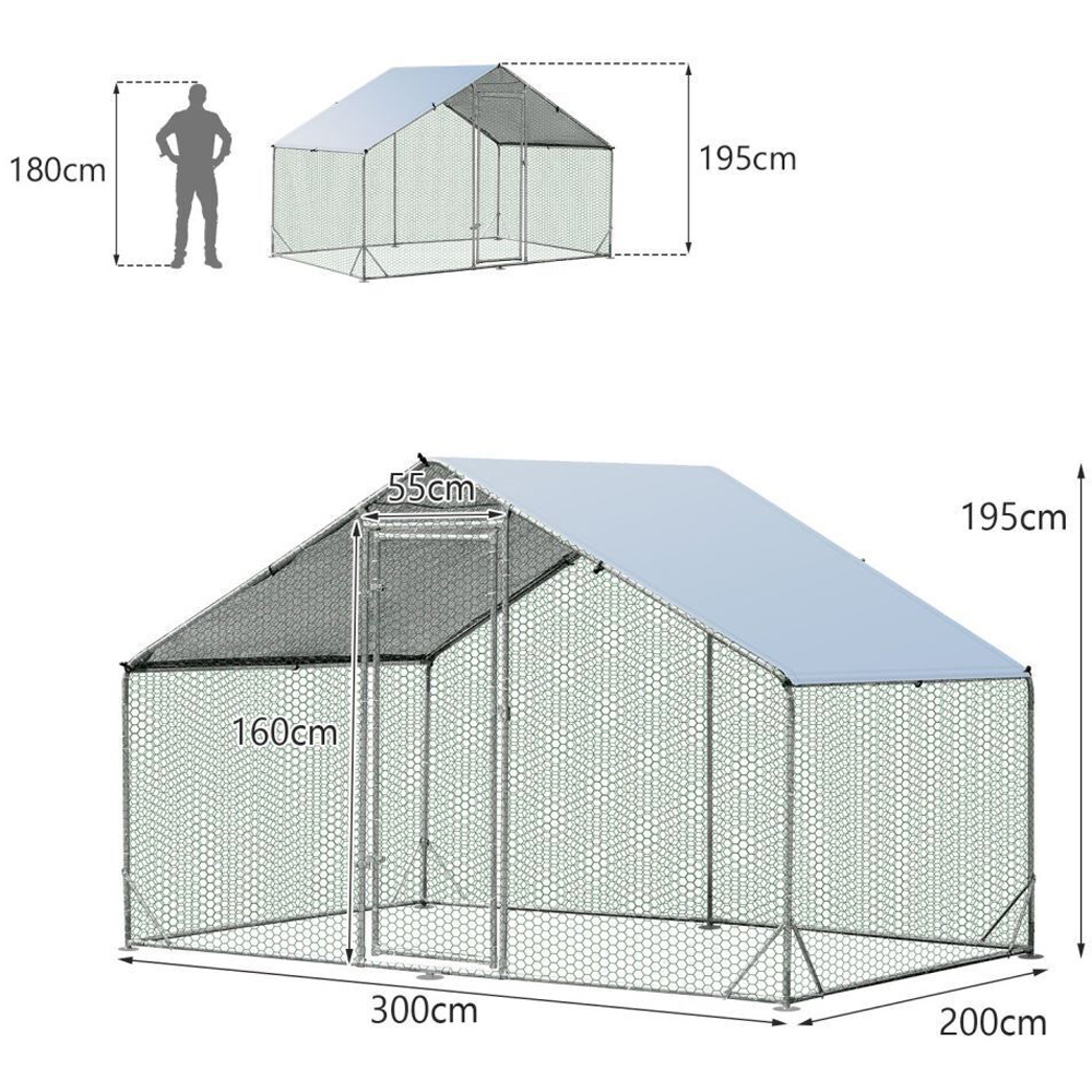 Costway Spire Shaped Chicken Run Coop with Waterproof Cover Large Image 8