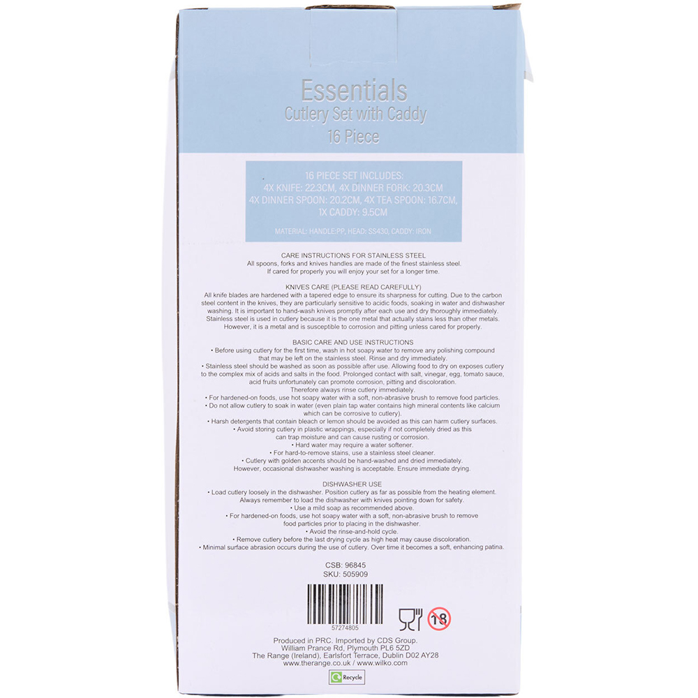 Essentials 16 Piece Cutlery Set with Caddy Chrome Image 3
