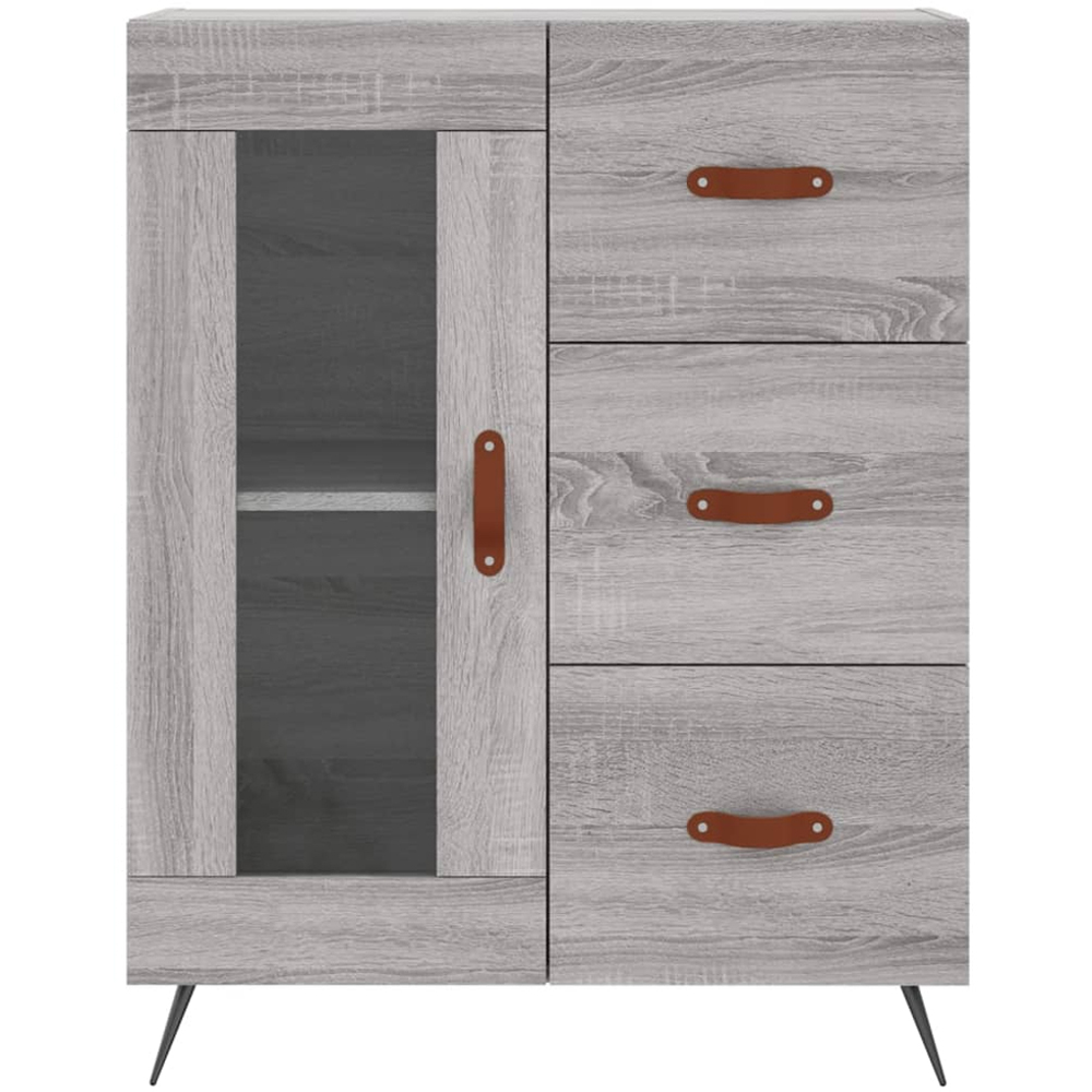 vidaXL Single Glass Door 3 Drawer 3 Shelf Grey Sonoma Tall Highboard Image 8