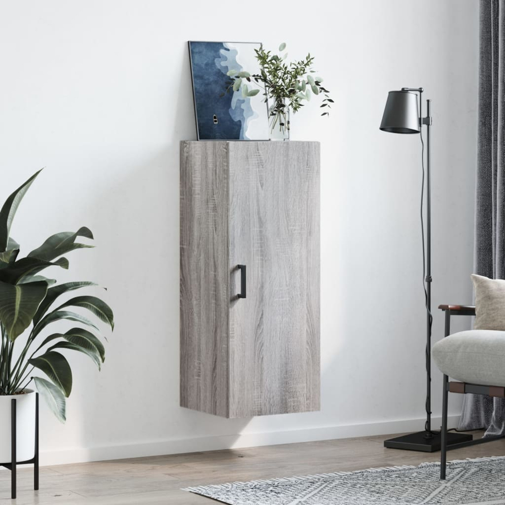vidaXL Single Door Grey Sonoma Wall Mounted Cabinet Image 9