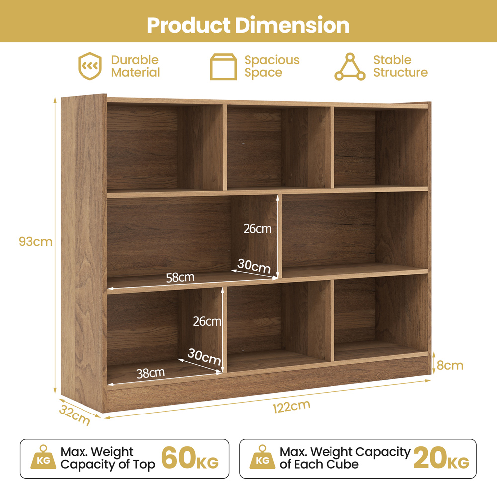 Costway 8 Cube Natural Wooden Bookcase Image 9