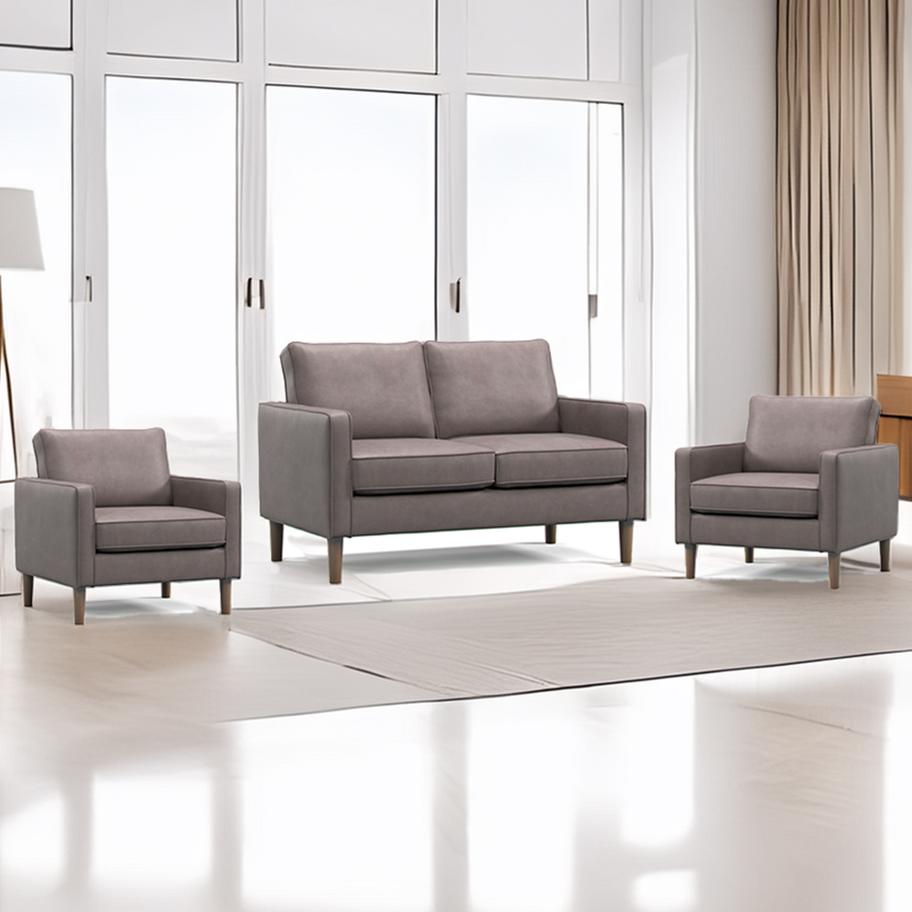 Bexhill 4 Seater Grey Faux Leather Sofa Suite Image 1