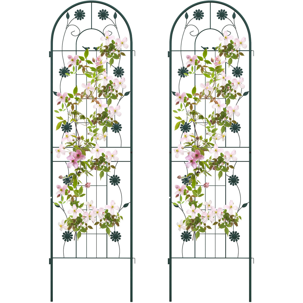 Costway Green Metal Garden Trellis 180 x 50cm 2 Pack Image 1