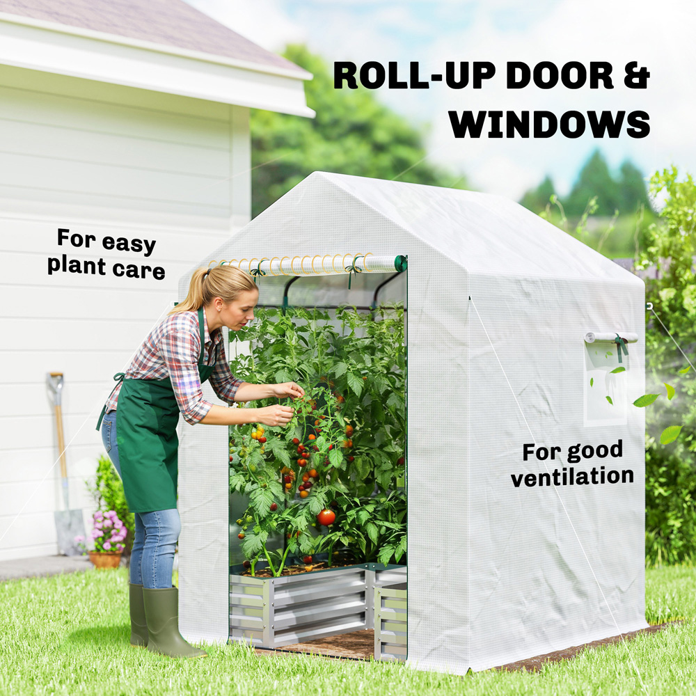 Outsunny White 6.5 x 2.4ft Mini Greenhouse with Roll Up Door Image 5