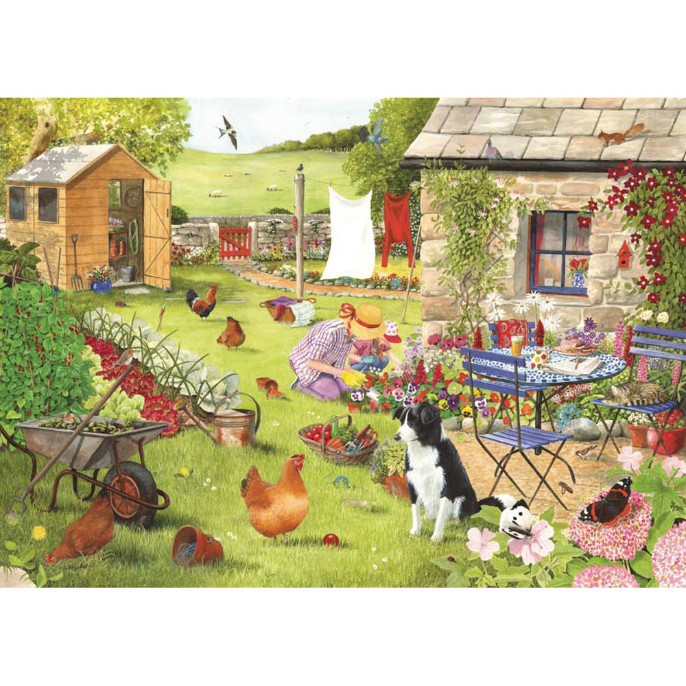 The House of Puzzles Grandmas Garden 500 Piece Big Jigsaw Puzzle Image