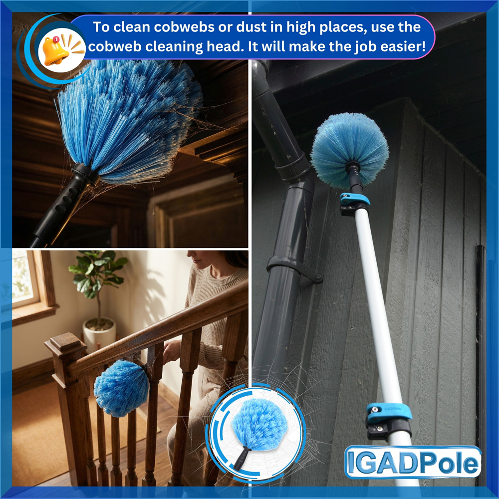IGAD Pole Water-Fed Extension Pole Cleaning Kit with Cobweb Duster and Squeegee 3.6m Image 6