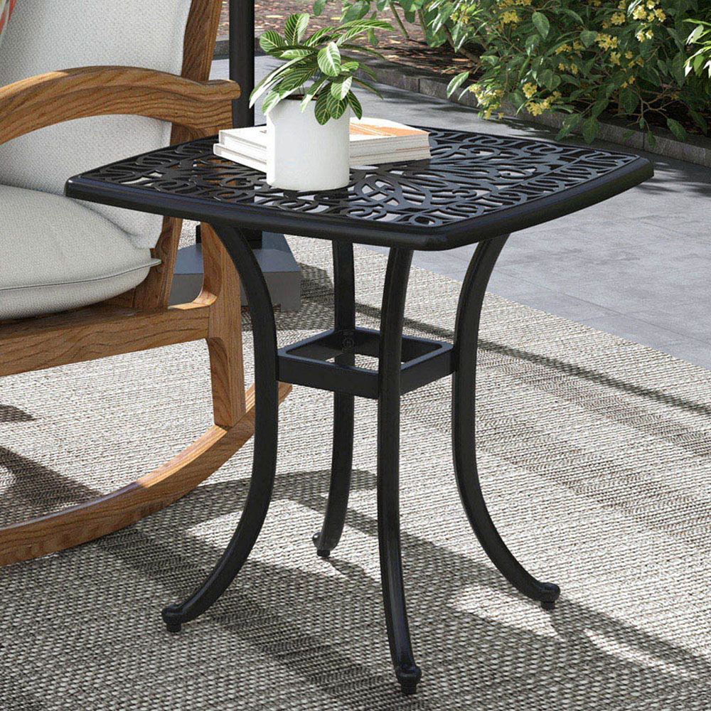 Outsunny Cast Aluminium Bistro Table Black Image 1