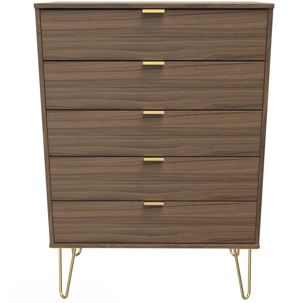 Crowndale Hong Kong 5 Drawer Carini Walnut Chest of Drawers Ready Assembled Image 3