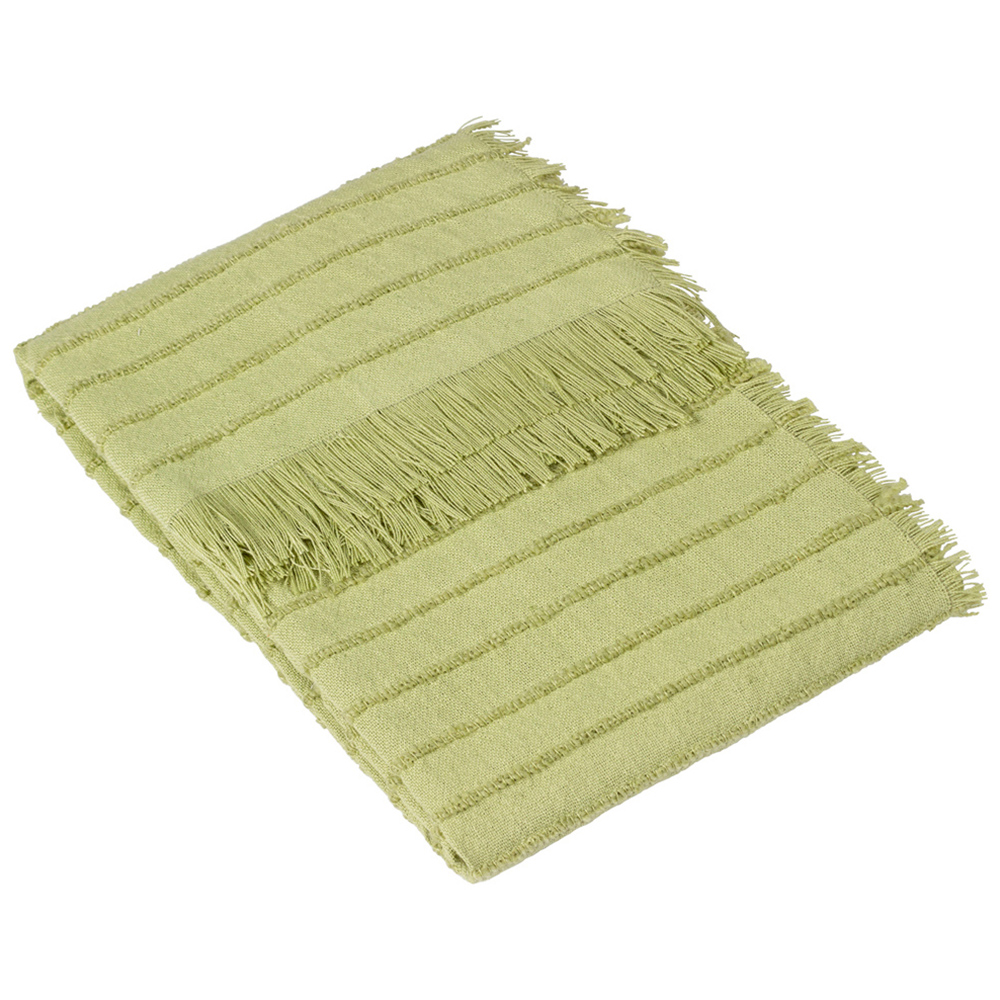 furn. Hazie Pistachio Green Woven Fringed Throw 130 x 180cm Image 1