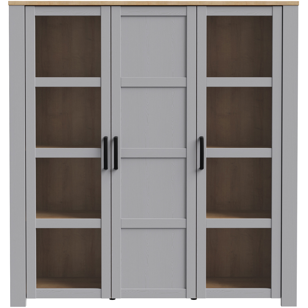 Florence Bohol 3 Door Grey Riviera Oak Large Display Cabinet Image 3