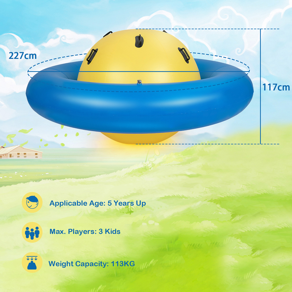 Costway Kids Yellow Inflatable Dome Rocker Bouncer with Handles Image 9