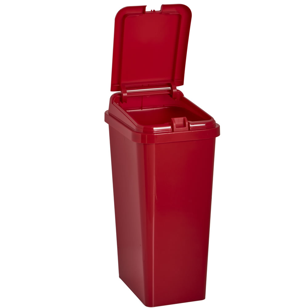 Wilko Rectangular 45L Red Touch Top Bin Wilko