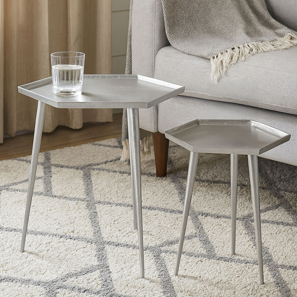 Premier Housewares Halle Hexagonal Side Table Set of 2 Image 3