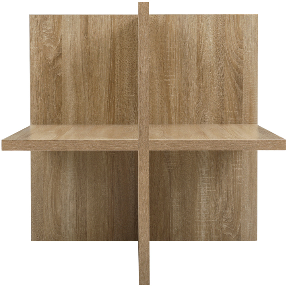 Living and Home 4 Seater Natural Wood Table & Storage Stool Set Image 4