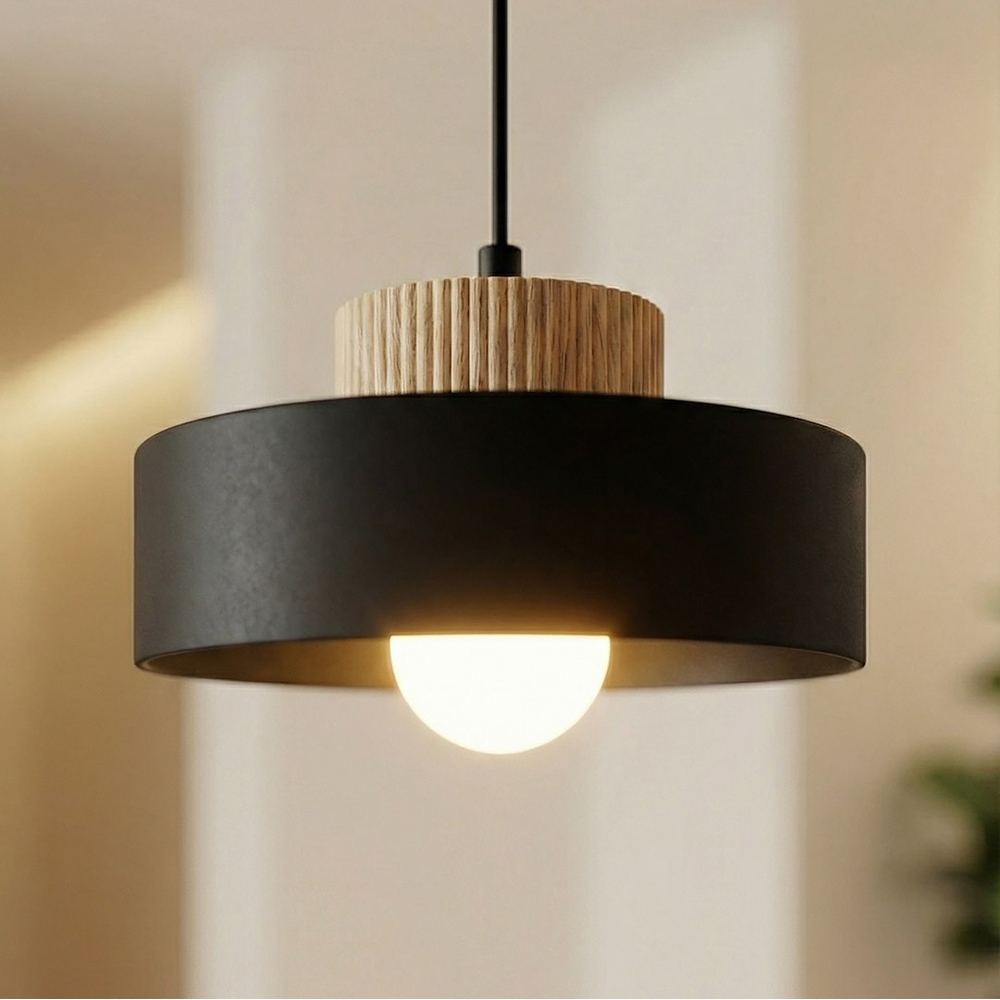Emibig Kivi Layered Shade Black E27 Small Ceiling Pendant Light Image 4