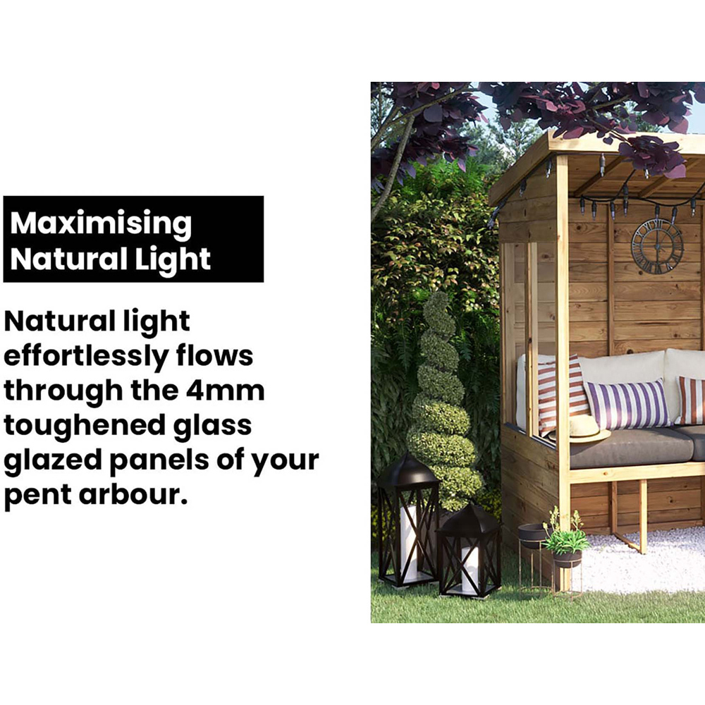Dunster House Apocallipo 2 Seater 4 x 4ft Brown Pent Garden Arbour with Glazed Panels Image 6