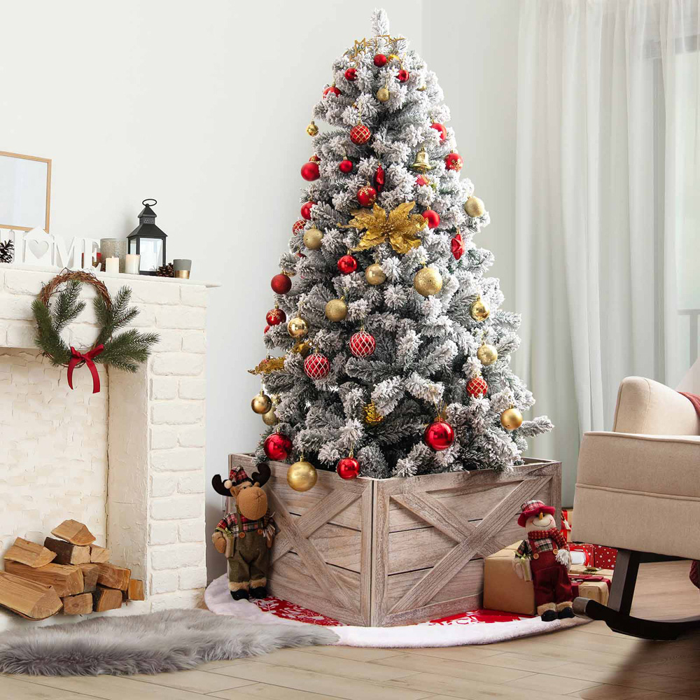 Costway Brown Christmas Tree Box Stand Large Image 2