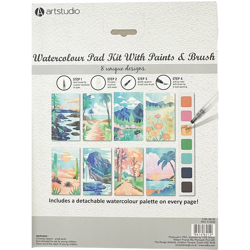 Watercolor Pad Kit with Paints and Brush Image 5