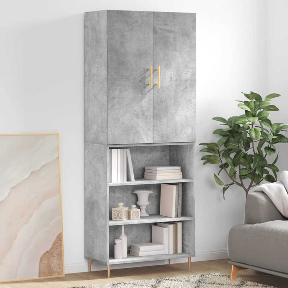 vidaXL 2 Door 3 Shelf Concrete Grey Highboard Image 1