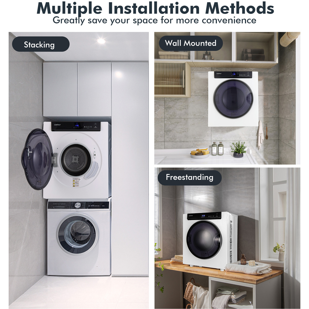 Costway Electric Stainless Steel Compact Clothes Dryer with Multi Layer Filtration 4kg Image 4