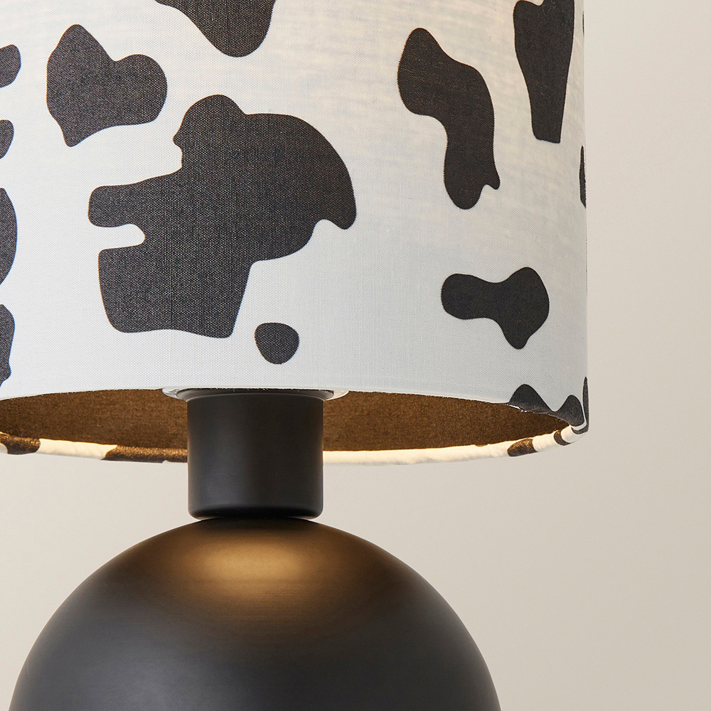 ValueLights Miley Cow Print Drum Lamp Shade Matte Black LED Table Lamp Image 3