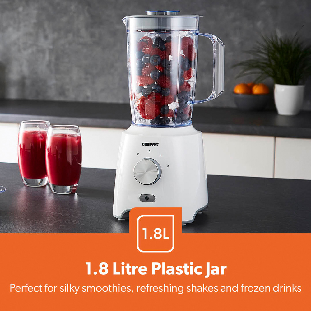 Geepas GSB44117UK-WT White 1.8L 2-in-1 Food Jug Blender and Coffee Spice Grinder 600W Image 6