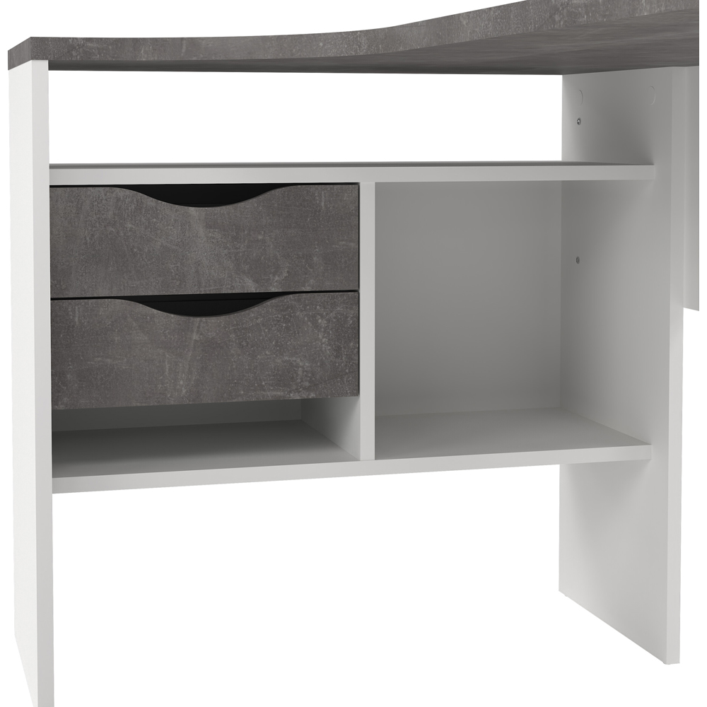 Florence Function Plus 2 Drawer Corner Desk White and Grey Image 7
