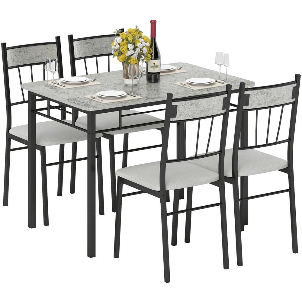 HOMCOM 4 Seater Marble Top Dining Set Image 2