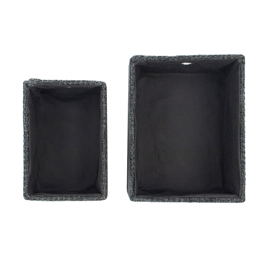 JVL Metro Black Rectangular Storage Basket with Lid 2 Pack Image 5