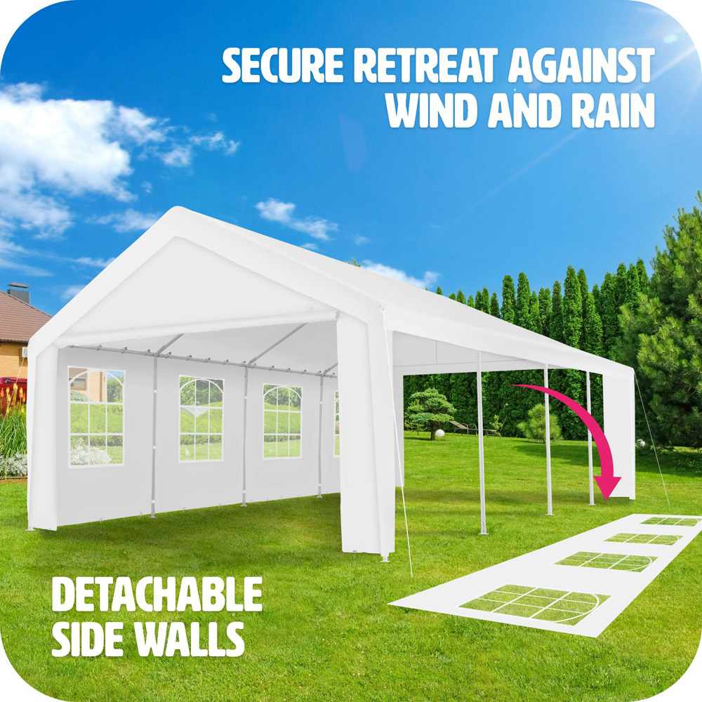 tectake Mammut 8 x 4m White Weather and UV Resistant Panel Gazebo Image 4