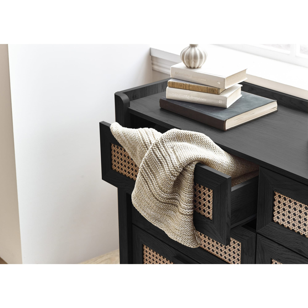Julian Bowen Sydney 6 Drawer Black Ash Wide Chest of Drawers Image 7