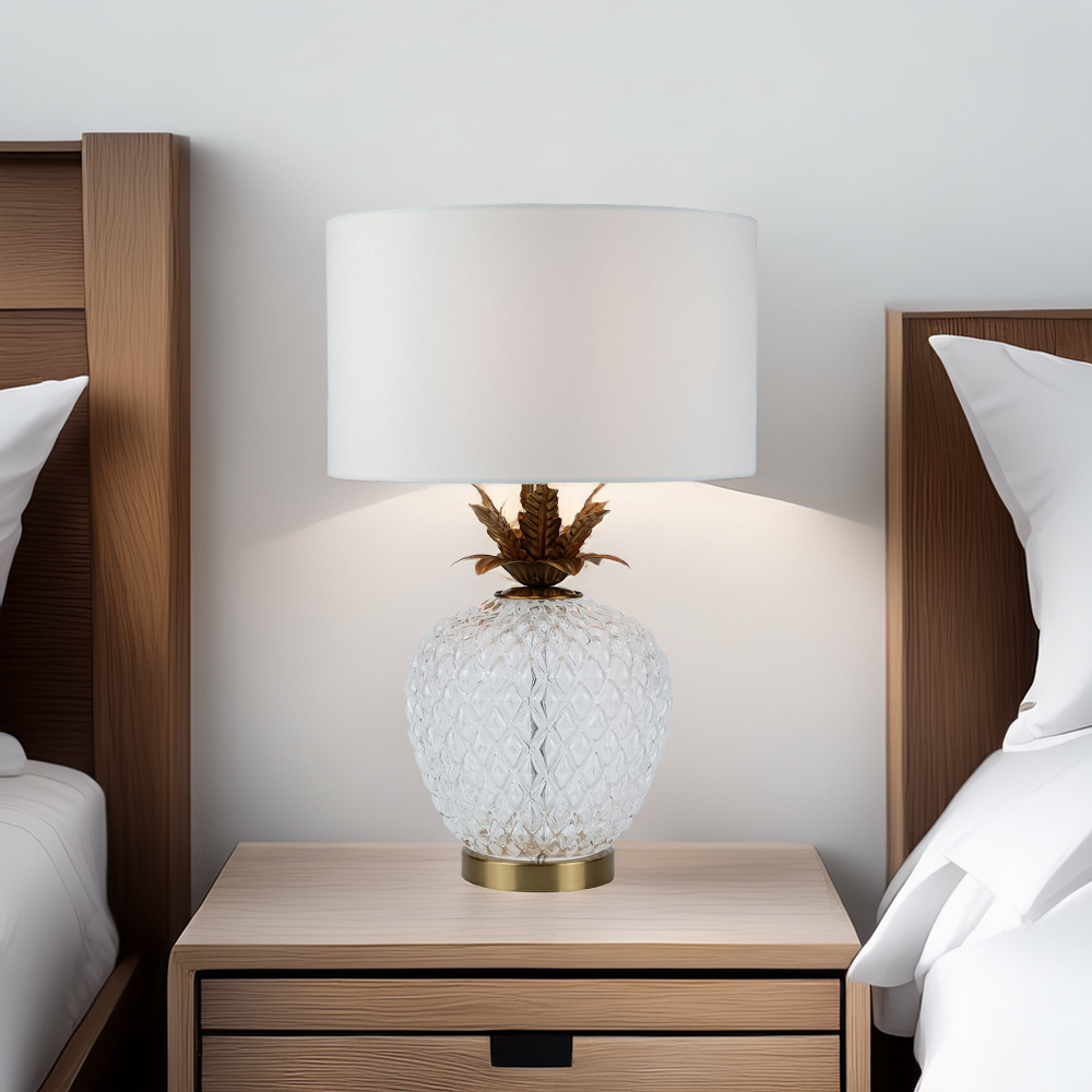 Pineapple Table Lamp3 - White and Gold Image 2