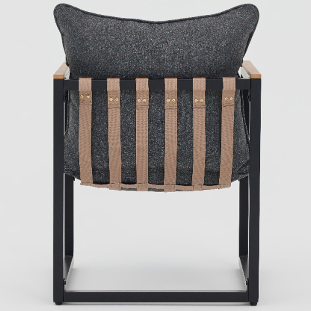 Home Detail Marbella 2 Seater Black Balcony Lounge Set with Dark Grey Cushions Image 5