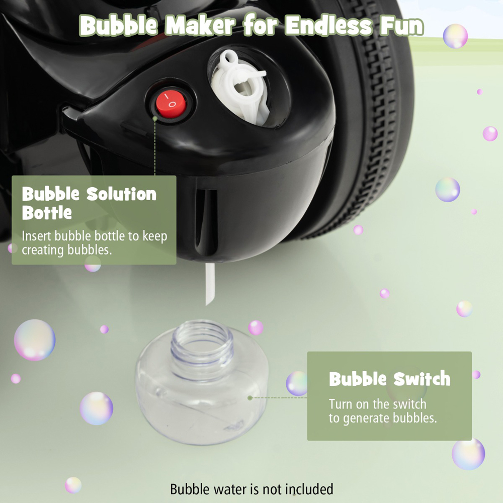 Costway Kids Black Electric Ride On Motorcycle with Bubble Maker 6V Image 6