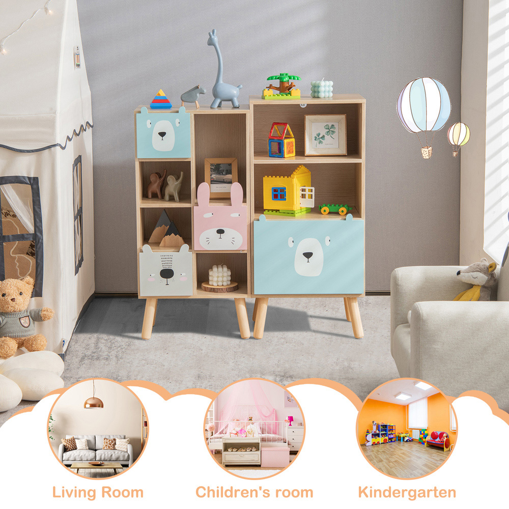 Costway Single Drawer 2 Shelf Natural Kids Storage Unit Image 7