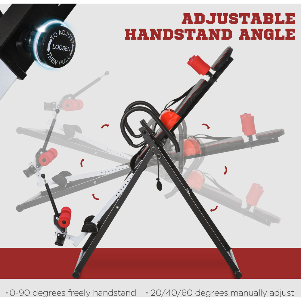 HOMCOM Red and Black Adjustable Steel Gravity Inversion Table Image 4