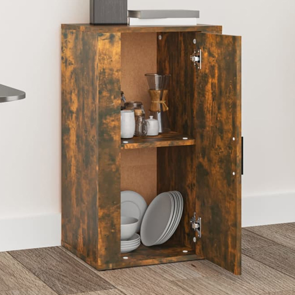 vidaXL Single Door Smoked Oak Sideboard Image 1