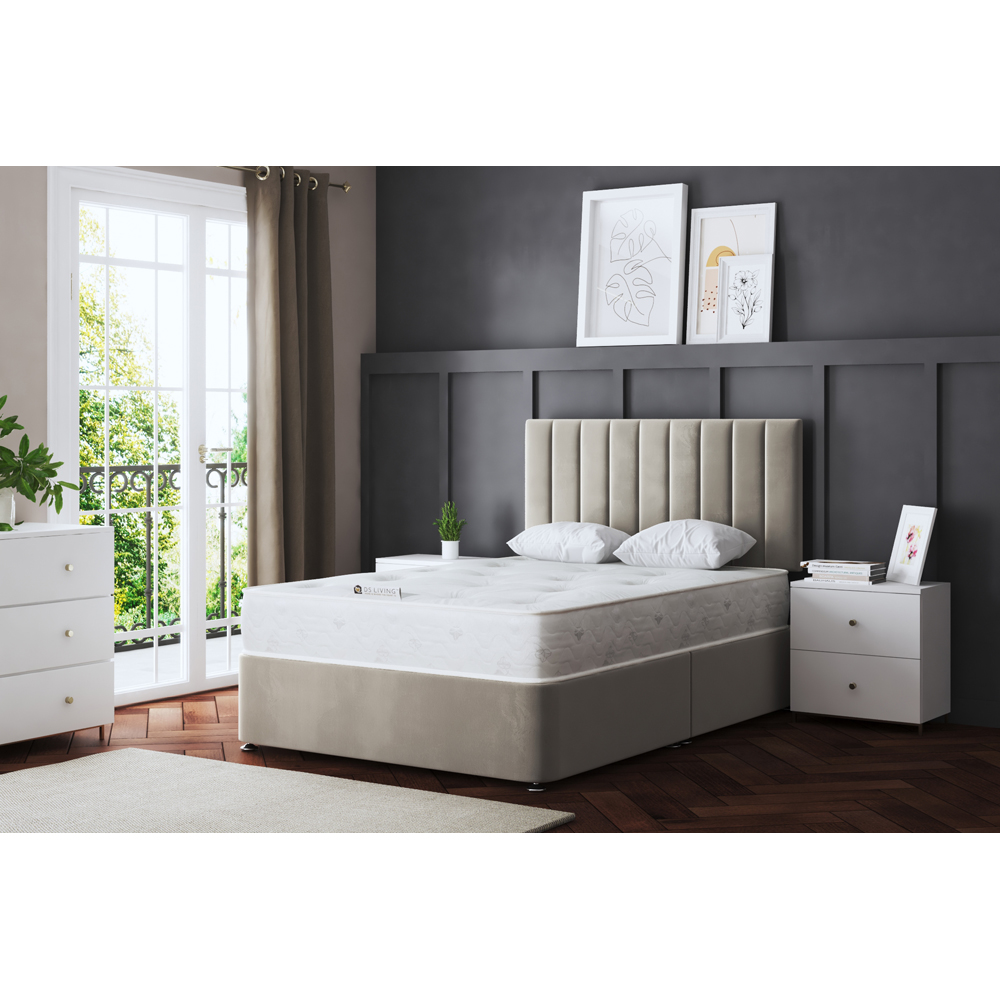 DS Living Amelia Super King Size Beige Upholstered Panel Divan Bed Image 5