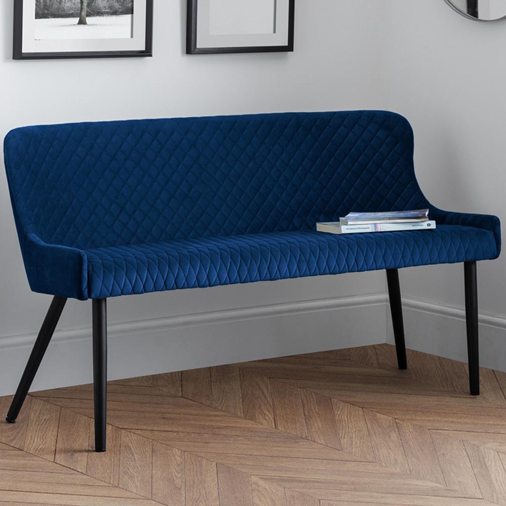 Julian Bowen Luxe Blue High Back Dining Bench Image 1