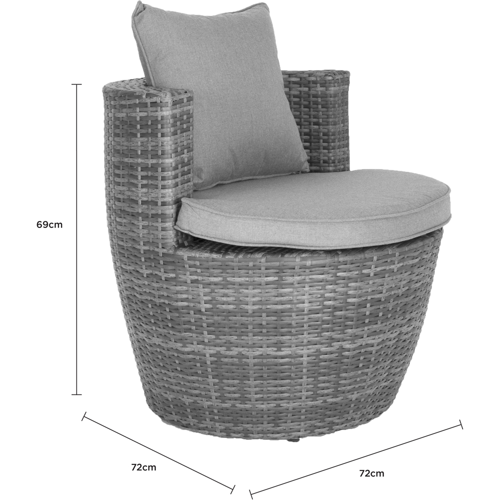 Charles Bentley Rattan Effect 2 Seater Stacking Bistro Set Grey Image 9