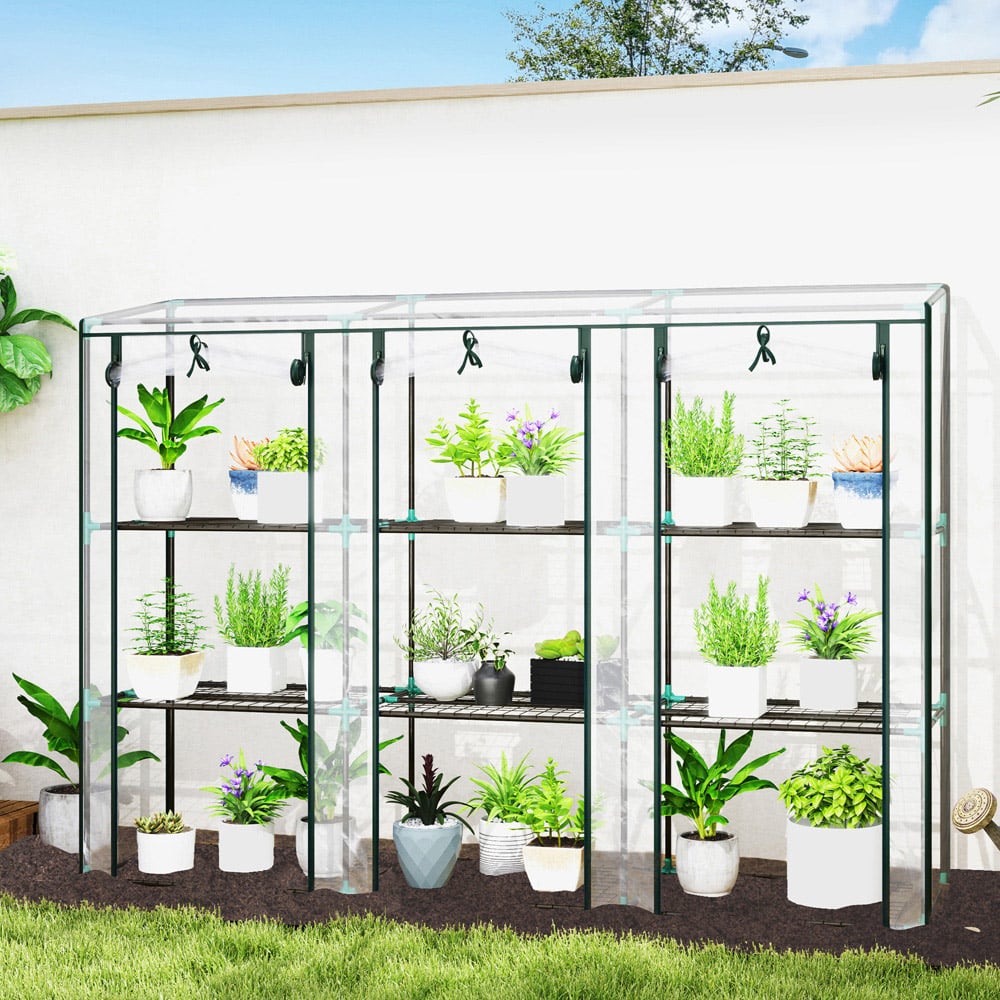 Outsunny Clear 3 Shelf Plastic Cover 7 x 1.5ft Lean To Mini Greenhouse Image 2