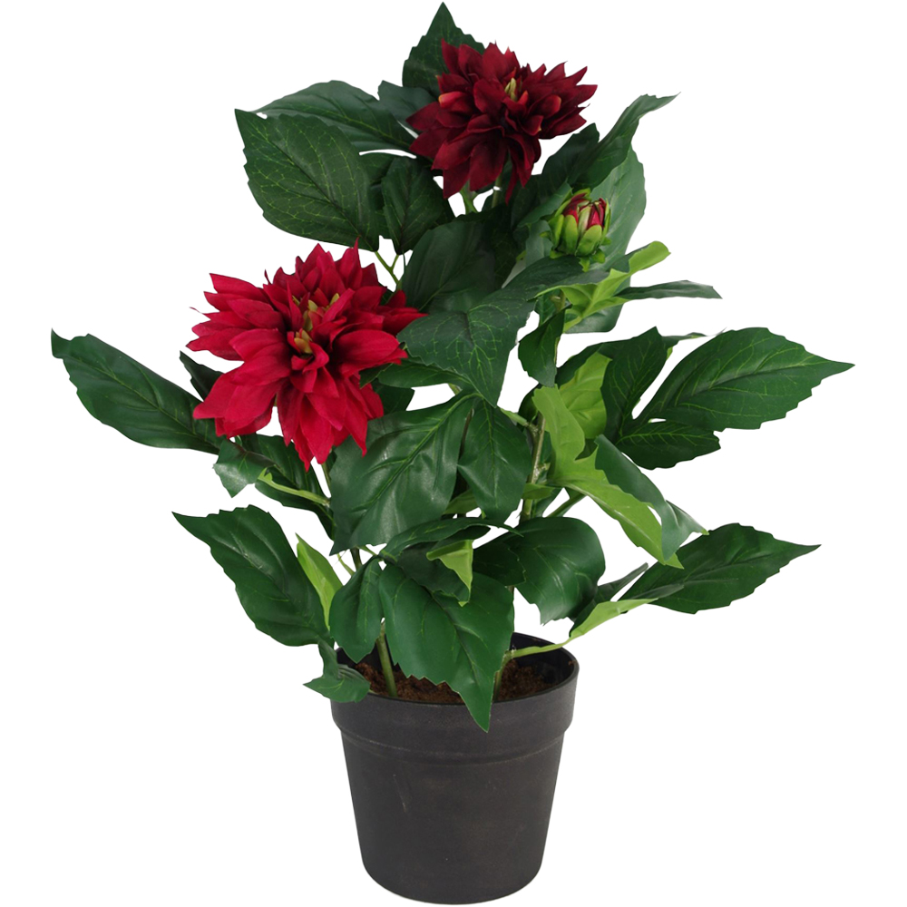 Leaf Red Dhalia Artificial Plant in Pot 50cm Image 1