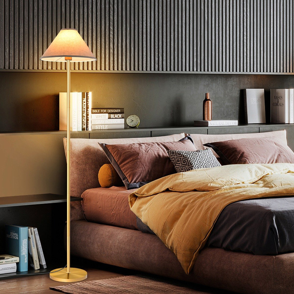 Costway Golden Linen Shade Elegant Floor Lamp Image 4