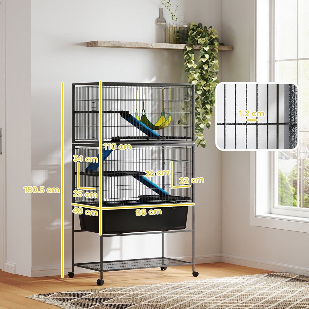 PawHut 5 Level Dark Grey Rolling Small Animal Cage Image 9
