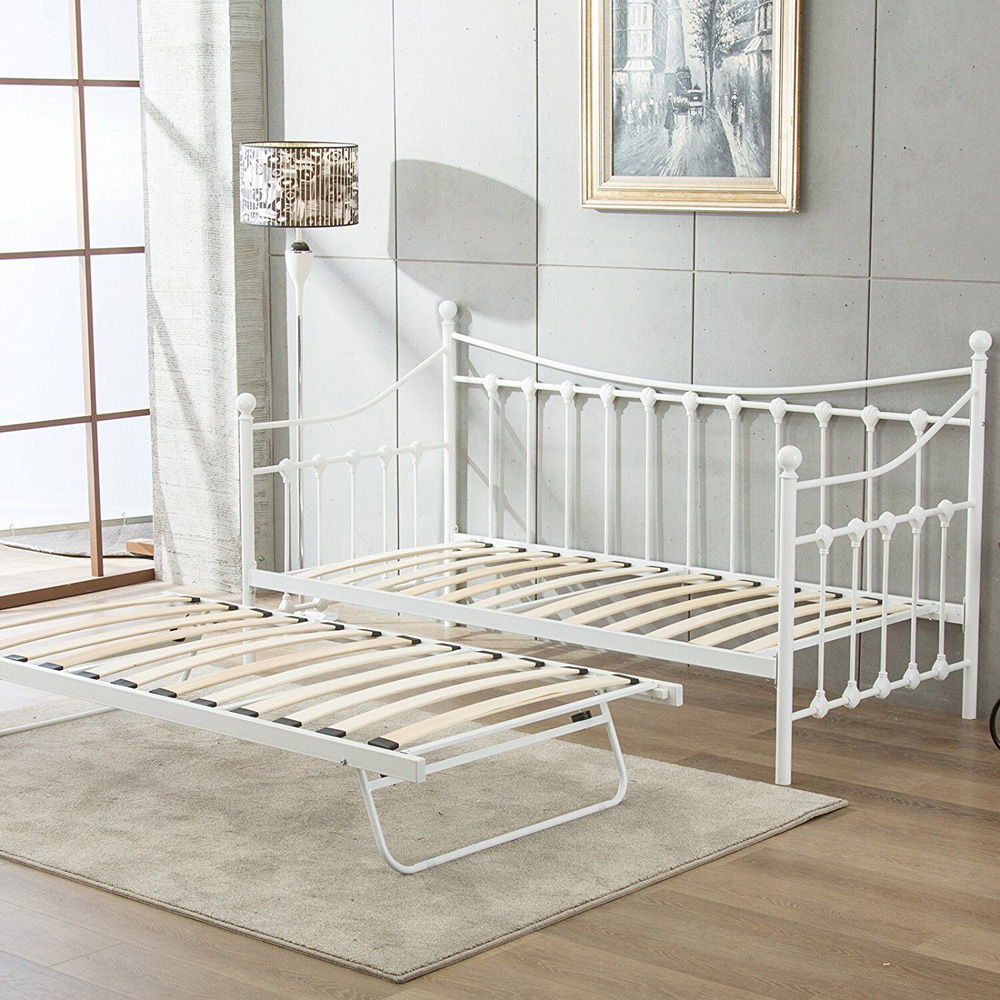 Portland Single White Metal Day Bed with Mattress Image 3
