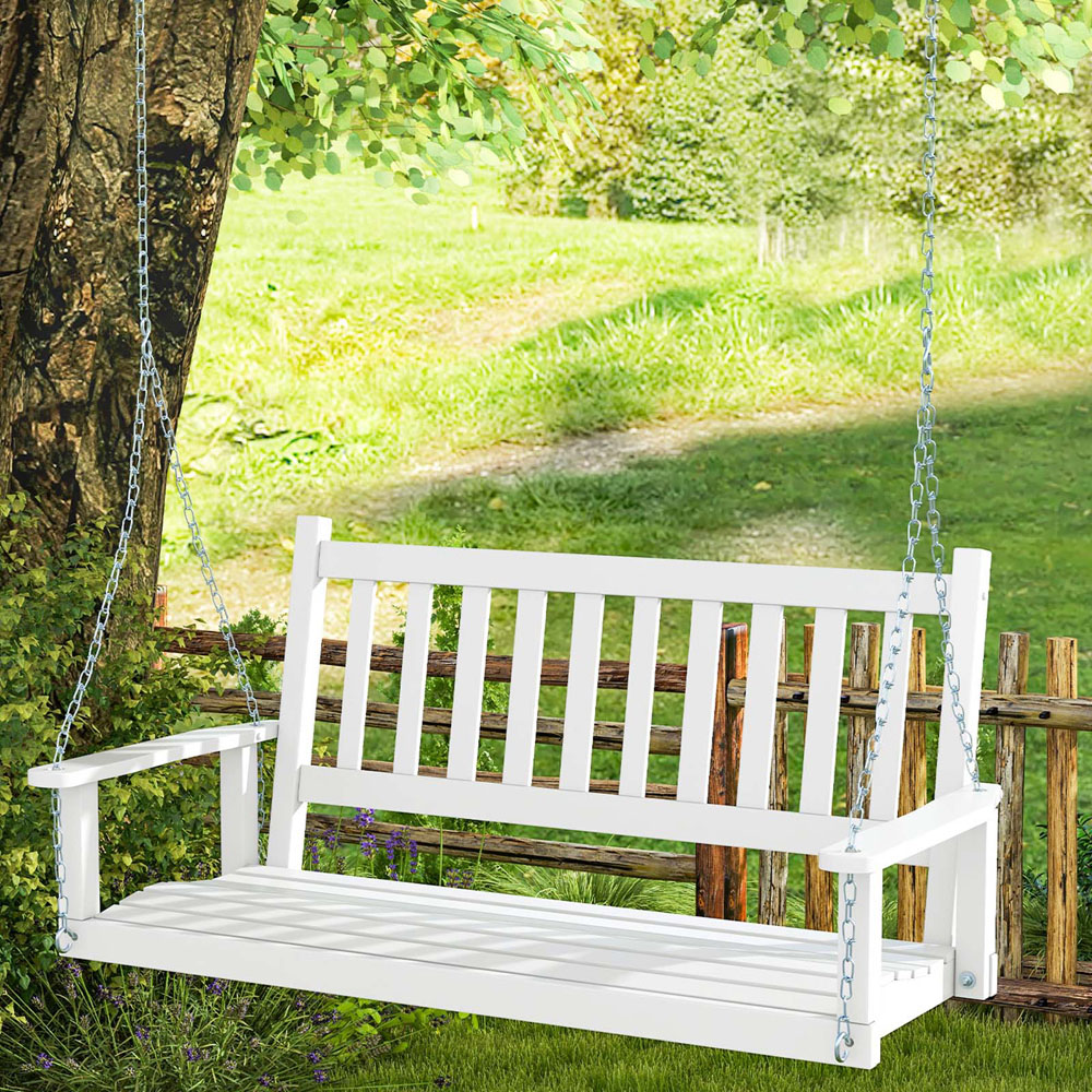 Costway 3 Seater White Garden Swing Image 1