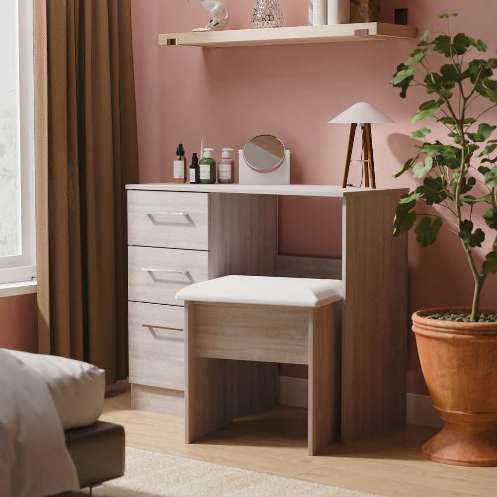 Crowndale Worcester 3 Drawer Grey Oak Vanity Dressing Table Ready Assembled Image 7